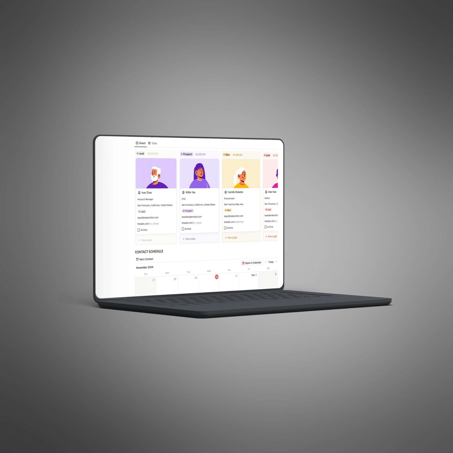 Laptop with a user interface on a gray background